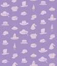 Simple Purple Repeat Seamless Pattern Vector Hats and Caps Illustration