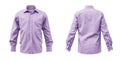 Simple Purple Shirt Template With Front And Back Views, Isolated On White