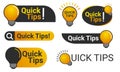 Simple Quick Tips badge with light bulb Royalty Free Stock Photo