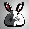 A simple rabbit in black and white with a background format aviable ai