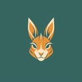 Simple Rabbit Logo Design With Orange Ears