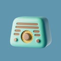 Simple radio icon 3d render illustration. Isolated object on pastel background