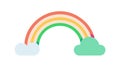 Simple Rainbow with Clouds, Cheerful Bright Weather Vector, vector design Generative AI Royalty Free Stock Photo