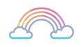 Simple Rainbow with Fluffy Clouds, Joyful Sky Scene Vector, vector design Generative AI Royalty Free Stock Photo