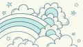 Simple Rainbows, Clouds, and Stars Pattern, vector design Generative AI Royalty Free Stock Photo