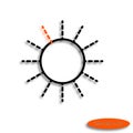 A simple raster line image of the sun with an orange ray, a linear icon for an agricultural farm