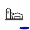 A simple raster linear image of agricultural buildings, a line icon for an agricultural farm