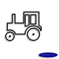 Simple raster linear tractor image, a line icon for an agricultural farm Royalty Free Stock Photo