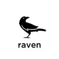 Simple raven logo black outline line set silhouette logo icon designs vector for logo icon stamp Royalty Free Stock Photo