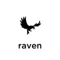 Simple raven logo black outline line set silhouette logo icon designs vector for logo icon stamp Royalty Free Stock Photo