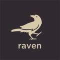 Simple raven logo black outline line set silhouette logo icon designs vector for logo icon stamp