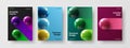 Simple realistic balls leaflet illustration set Royalty Free Stock Photo