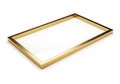 A simple rectangular picture frame with a golden border and a white background Royalty Free Stock Photo