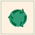 Simple recycling icon, ecology green circle, arrows and earth cycle Royalty Free Stock Photo