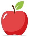 Simple Red Apple with Green Leaf Illustration Royalty Free Stock Photo