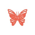 Simple red butterfly decorative hand drawn artwork grunge texture vector illustration