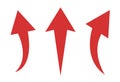 Simple red curved arrows pointers set. Flat direction pointers icons. Arrow symbols. Vector