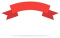 Simple red curved ribbon banner with forked ends and shadow flat vector graphic illustration Royalty Free Stock Photo