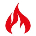 Simple red flame or fire icon illustration Royalty Free Stock Photo