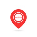 Simple red geotag logo or map pin icon