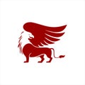 Simple red griffin vector winged animal