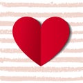 Simple Red Heart Icon isolated on the Hand Drawn Pink Stripes. Royalty Free Stock Photo