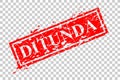 Simple Red Rusty Vector Rubber Stamp Effect, ditunda or cancel in indonesia language, at transparent effect background Royalty Free Stock Photo