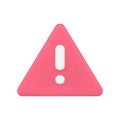 Simple red triangle 3d icon vector illustration dangerous, caution, attention with exclamation point