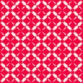 Simple red vector geometric seamless pattern with diamond grid, floral shapes Royalty Free Stock Photo