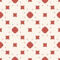 Simple red vector seamless pattern with small geometric shapes, circles, squares Royalty Free Stock Photo