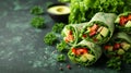 Simple yet refined portrayal of avocado salad wraps filled with nutritious ingredients