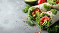 Simple yet refined portrayal of avocado salad wraps filled with nutritious ingredients