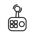 Simple remote control, minimal black and white outline icon. Flat vector illustration. Isolated on white. Royalty Free Stock Photo