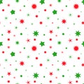 Simple retro Christmas seamless pattern with stars. Traditional red and green colors background. Vector illustration