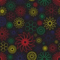 Simple retro small flowers outline seamless color pattern eps10