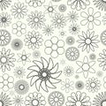 Simple retro small flowers outline seamless pattern eps10