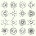 Simple retro small flowers set of outline symbol eps10