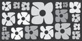 Simple Retro Style Flowers of Various Sizes Pattern - Summer or Sping Theme from the 60s, 70s