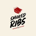 simple ribs barbecue vector logo graphic label