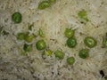 Simple Rice pulao cooked with boiled green peas