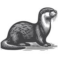 River Otter Side View Vintage Retro Vector Icon Illustration. Royalty Free Stock Photo