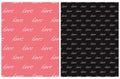 Simple Romantic Seamless Vector Patterns with White Handwritten Love.