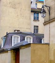The simple roof with windows in the capital of France in Paris