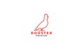 Simple rooster animal bird line side logo design icon