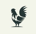 Simple rooster or cock silhouette logo