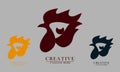 simple rooster head food logo icons