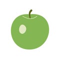 Simple round green apple with a twig, flat icon Royalty Free Stock Photo