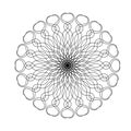 Simple round mandala tattoo coloring book on white background