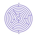 Simple round maze labyrinth game for kids. One of the puzzles from the set of child riddles