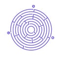 Simple round maze labyrinth game for kids. One of the puzzles from the set of child riddles